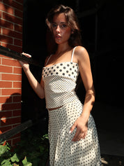 Stella Tank in Black/Nude Polka Dot
