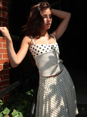 Stella Tank in Black/Nude Polka Dot