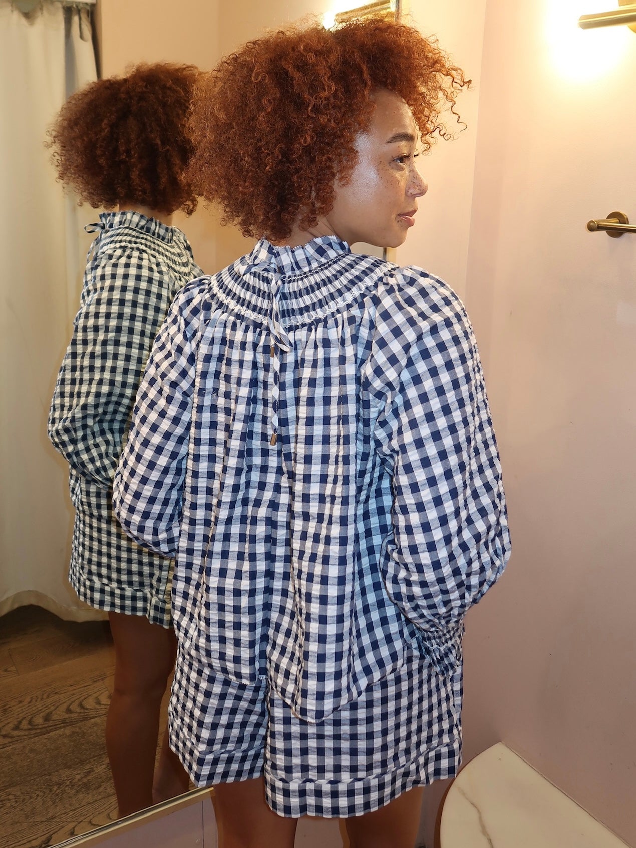 Hayes Blouse in Navy/White