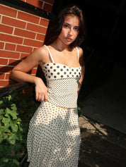 Stella Tank in Black/Nude Polka Dot