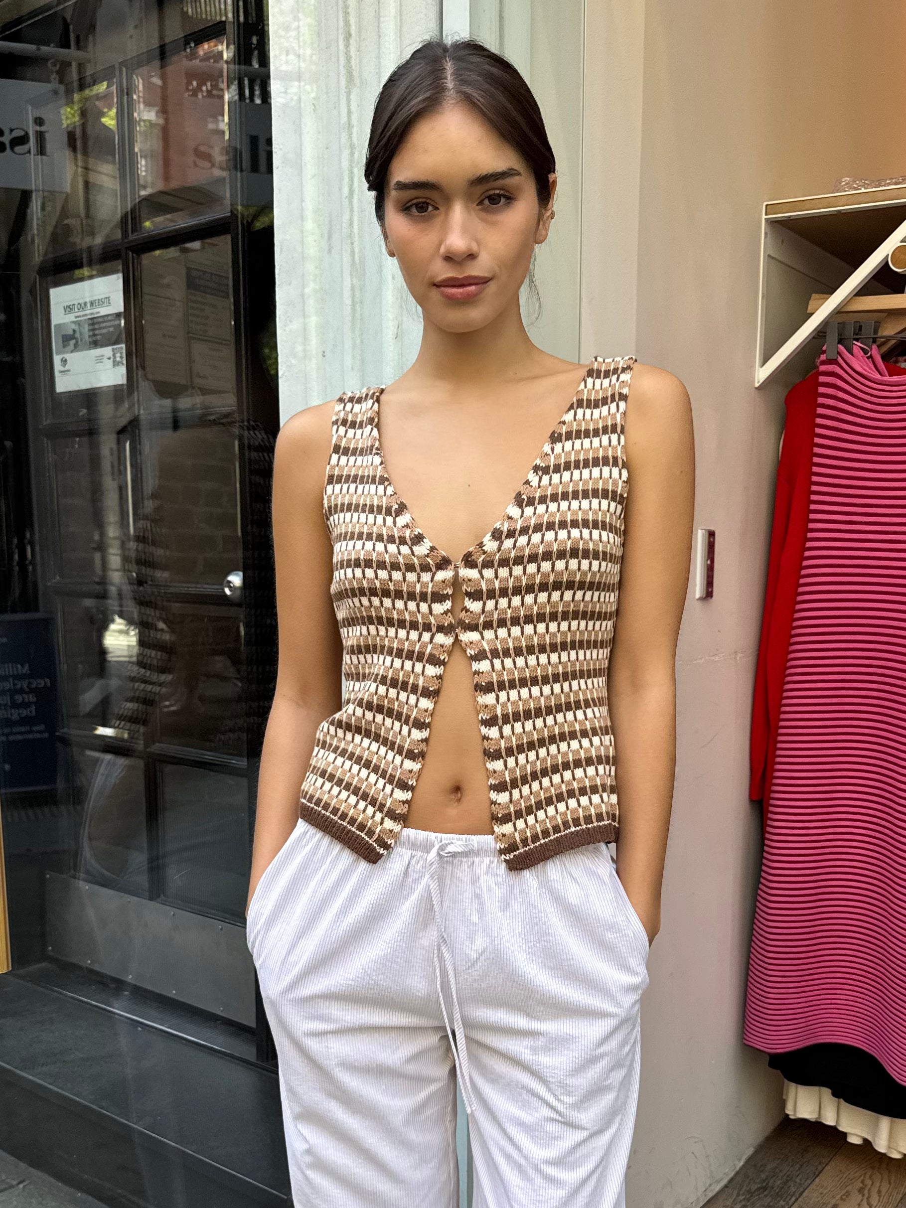 Raven Knit Vest in Brown