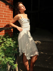 Ty Skirt in Black/Nude Polka Dot