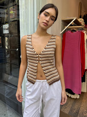Raven Knit Vest in Brown