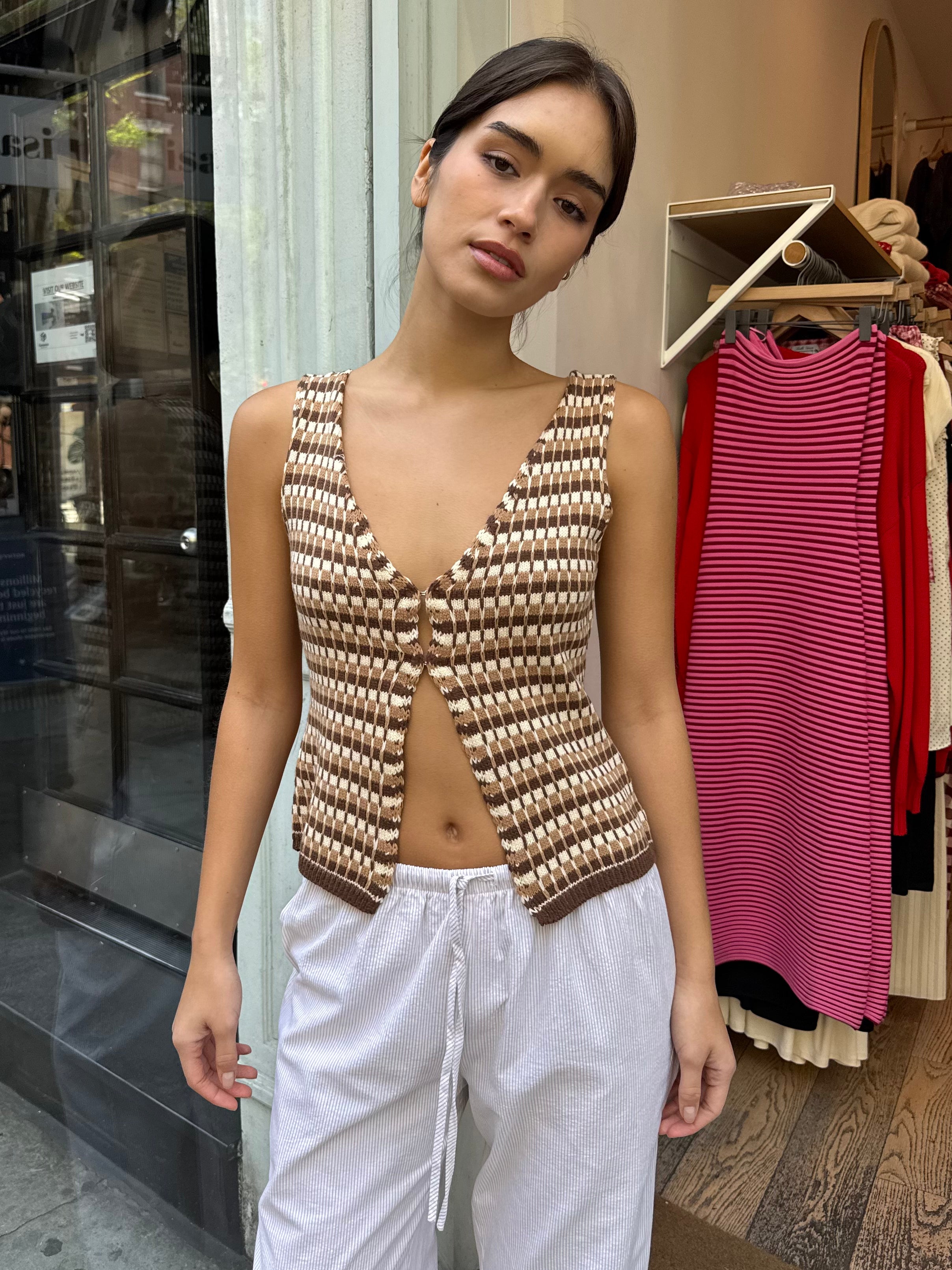 Raven Knit Vest in Brown