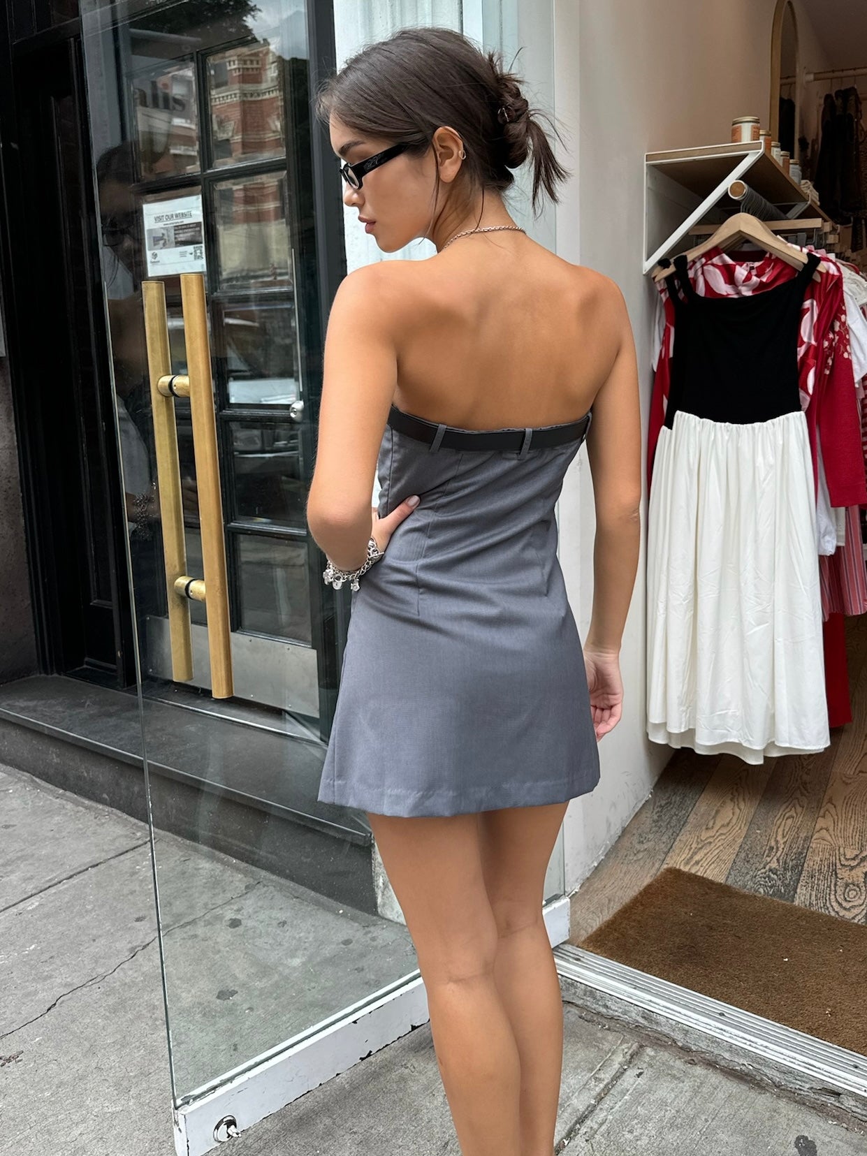 トップス Mimi girls set mini dress gray Greta Belt Tube Mini Dress in Grey – Isalis