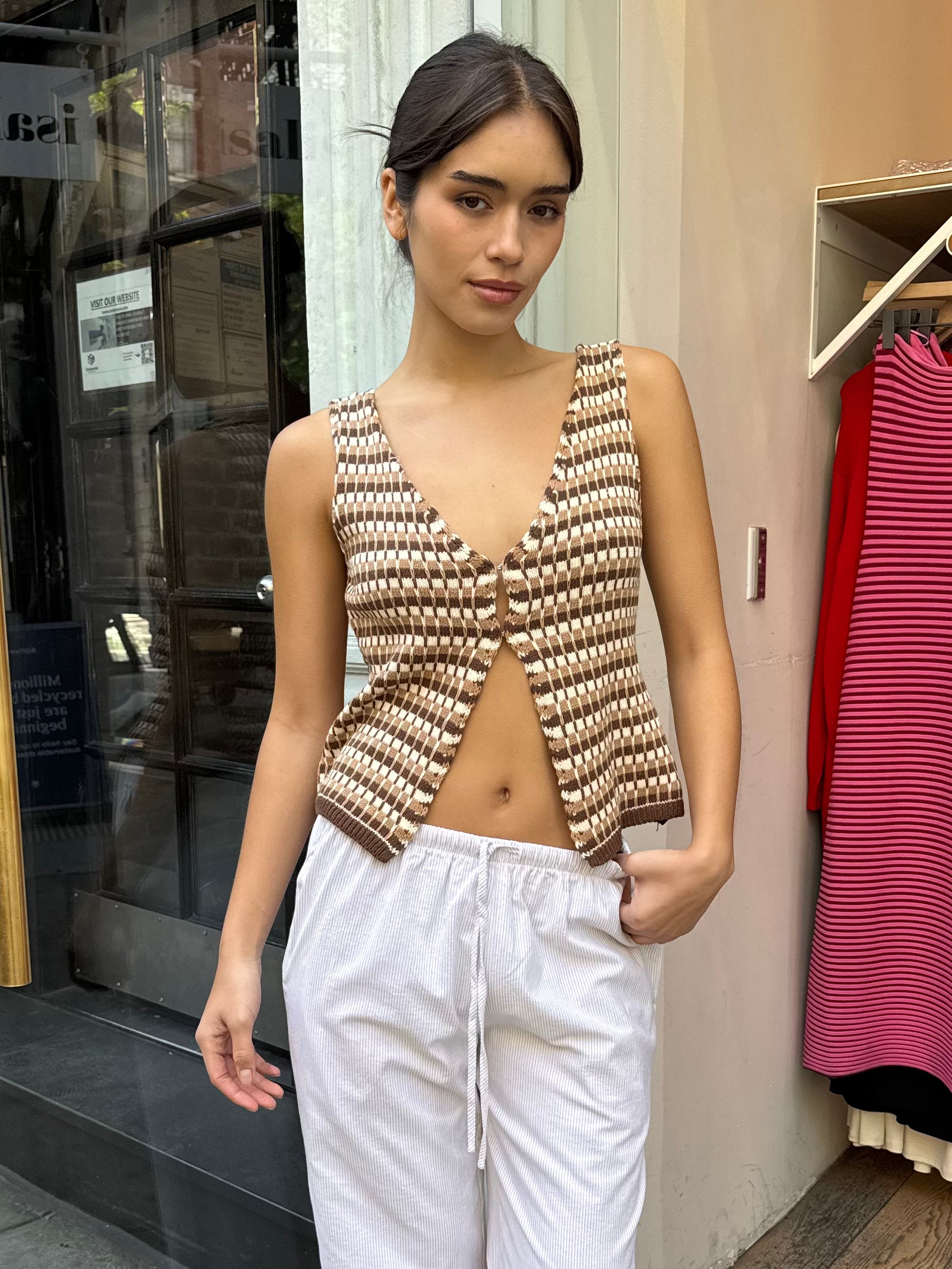 Raven Knit Vest in Brown