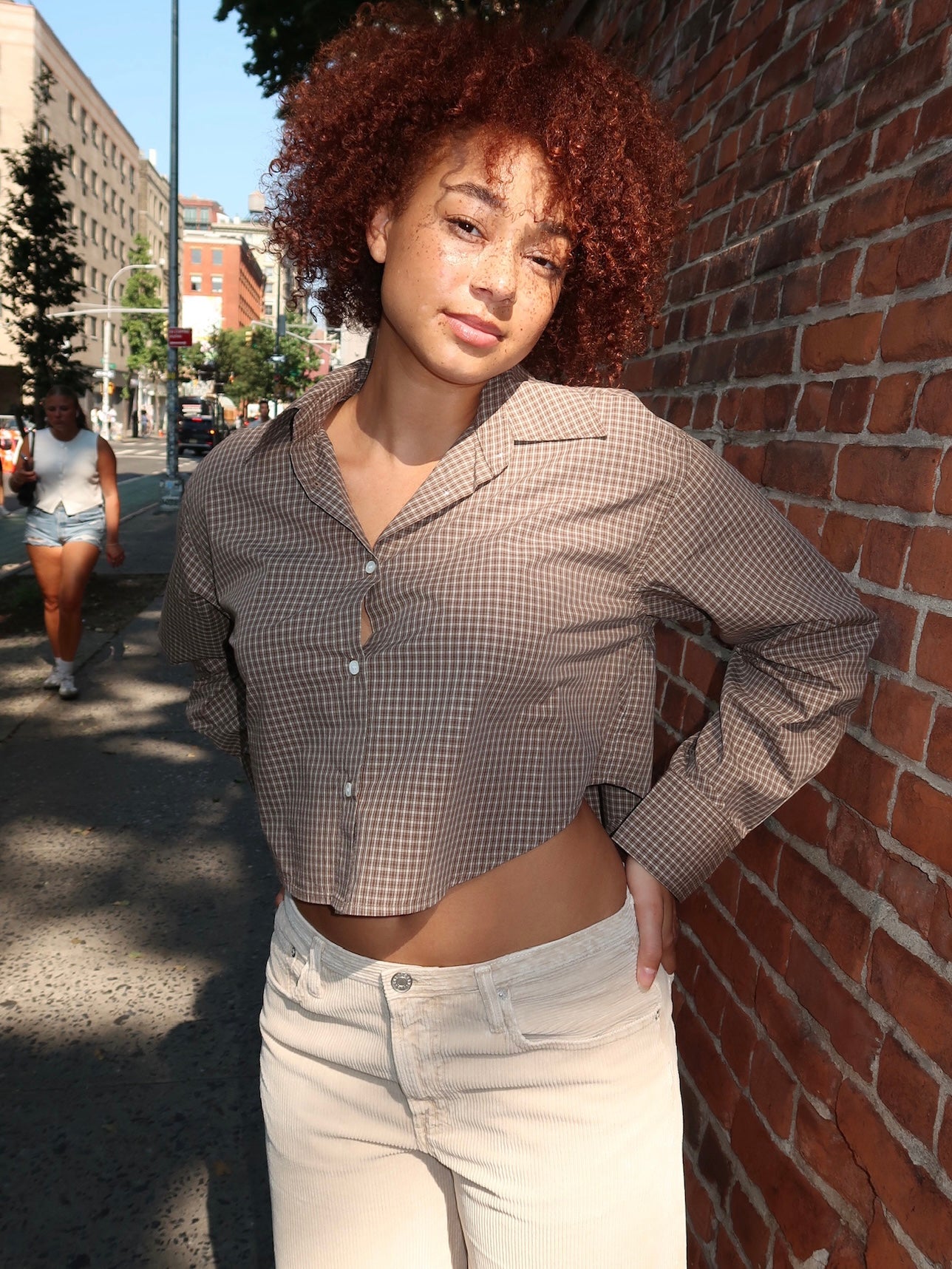 Ana Cropped Shirt in Heritage Plaid