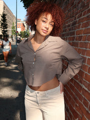 Ana Cropped Shirt in Heritage Plaid