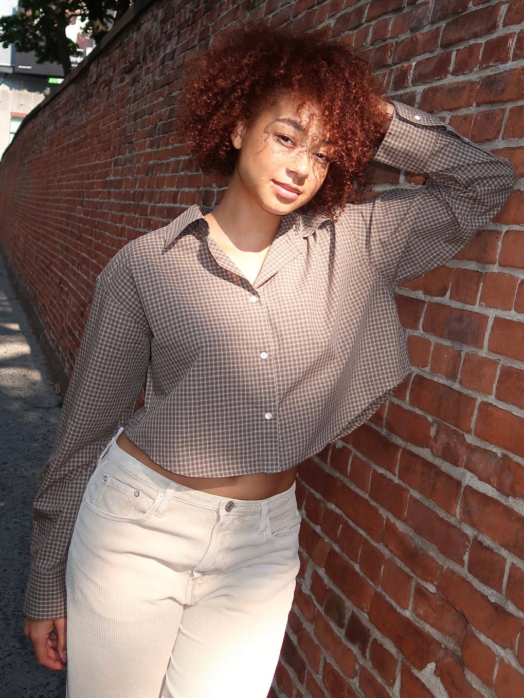 Ana Cropped Shirt in Heritage Plaid