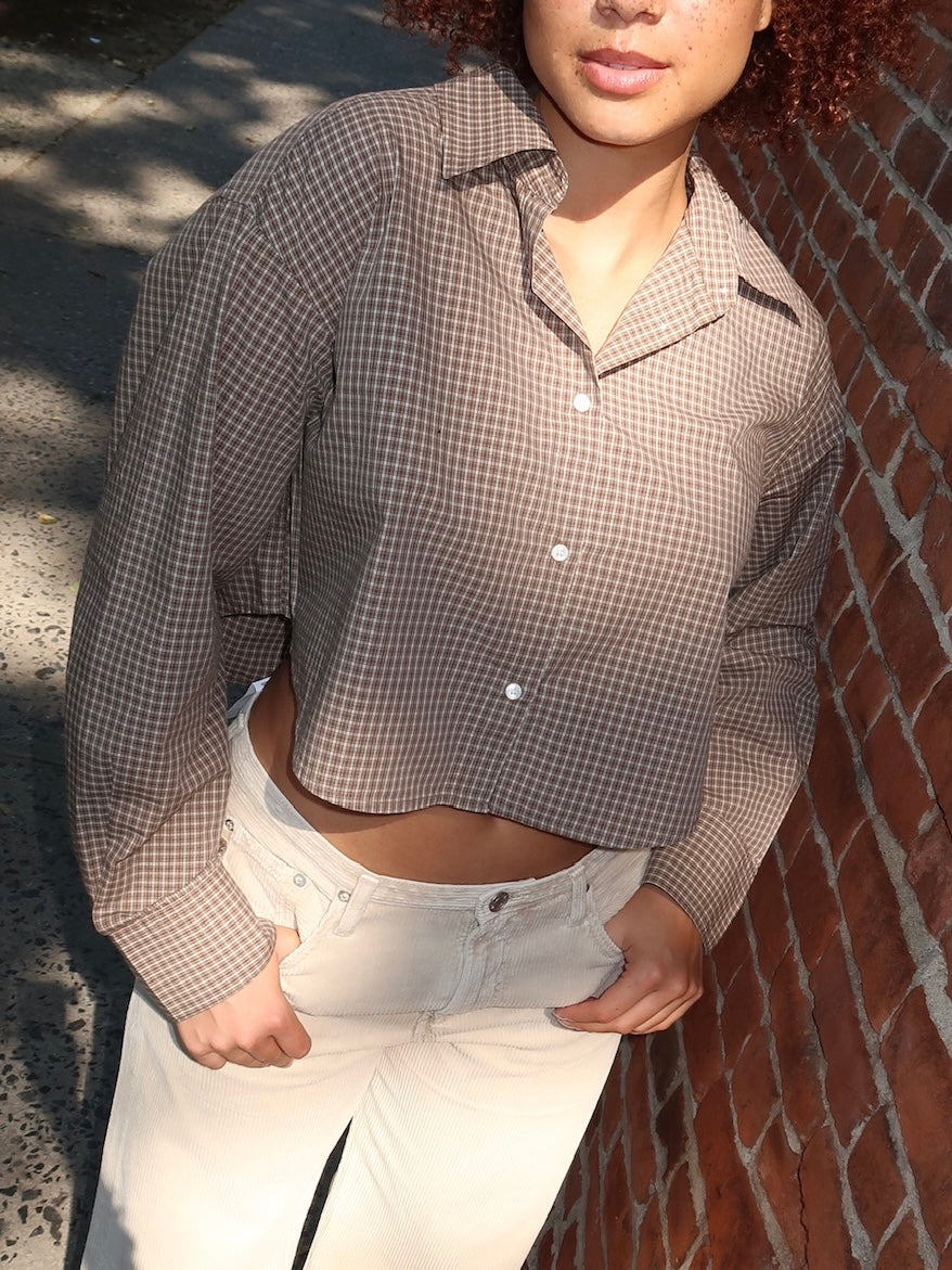 Ana Cropped Shirt in Heritage Plaid
