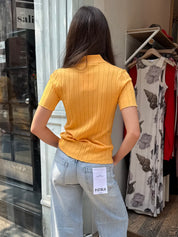 Dominique Ribbed Cardigan in Papaya