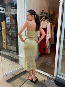 Clairo Lace Midi Skirt in Green