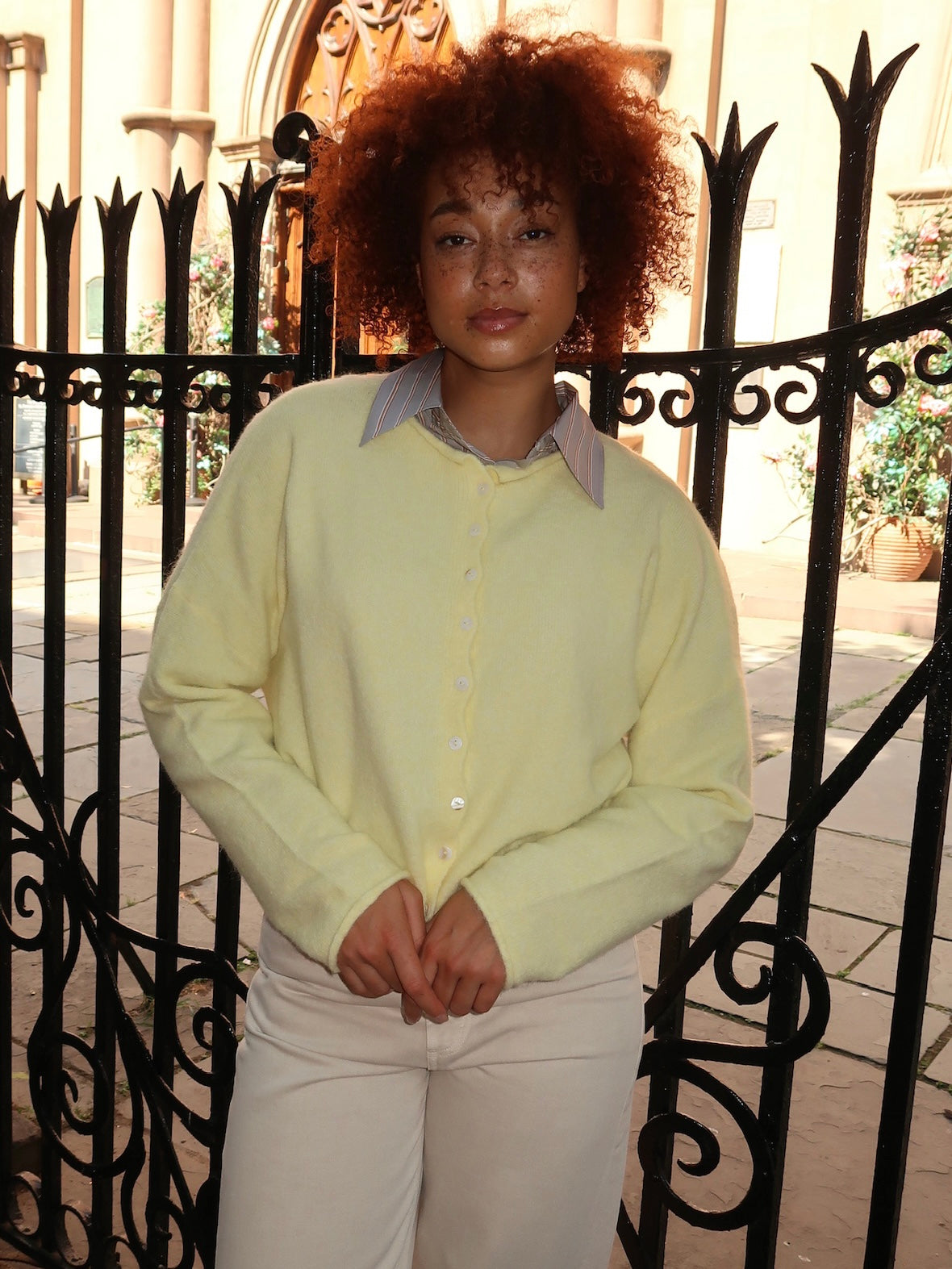 Pisces Button Down Cardigan in Butter