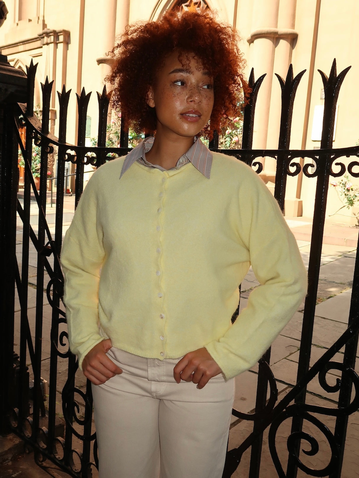 Pisces Button Down Cardigan in Butter