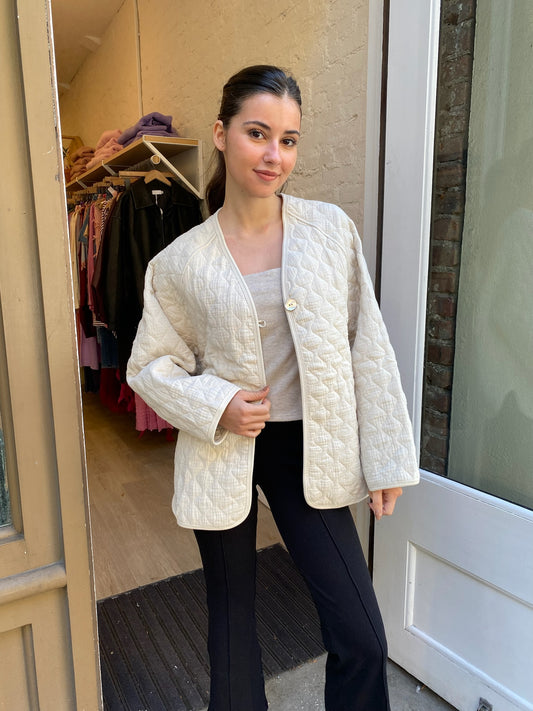 Quilted Jacket in Creme