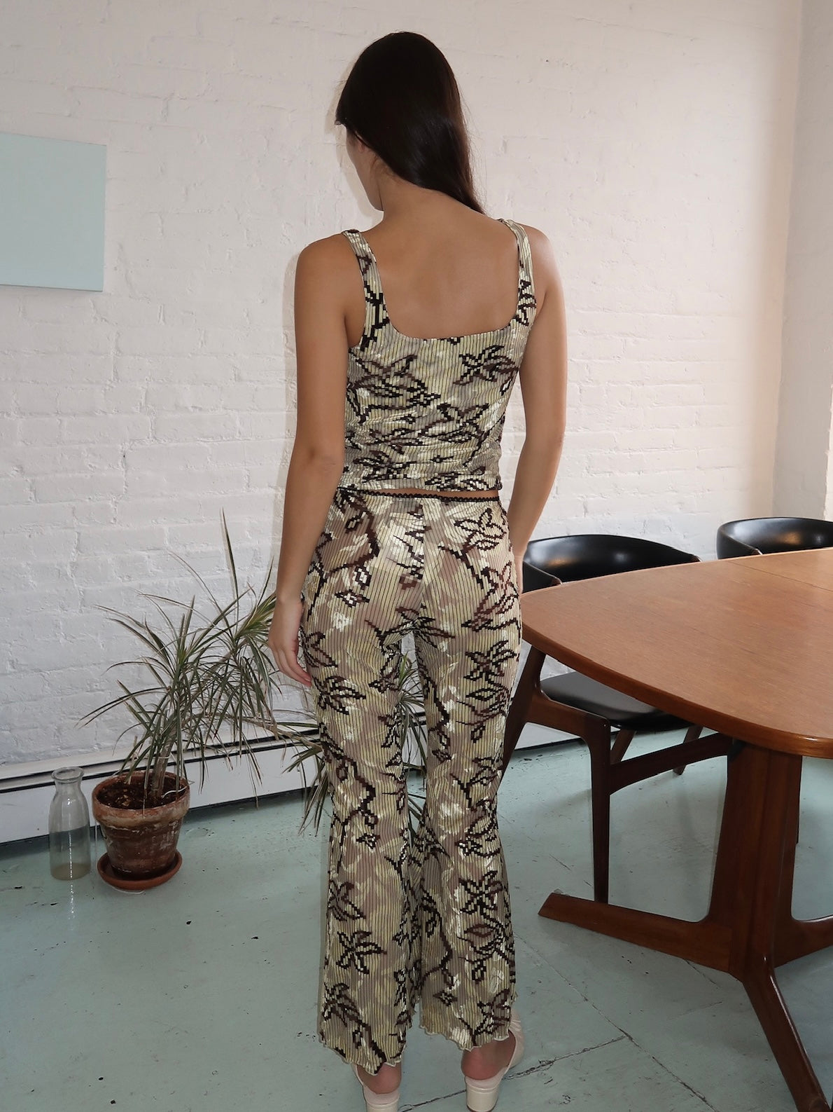 Jeslynn Pant in Ecru/Brown