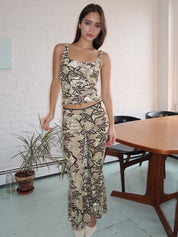 Jeslynn Pant in Ecru/Brown