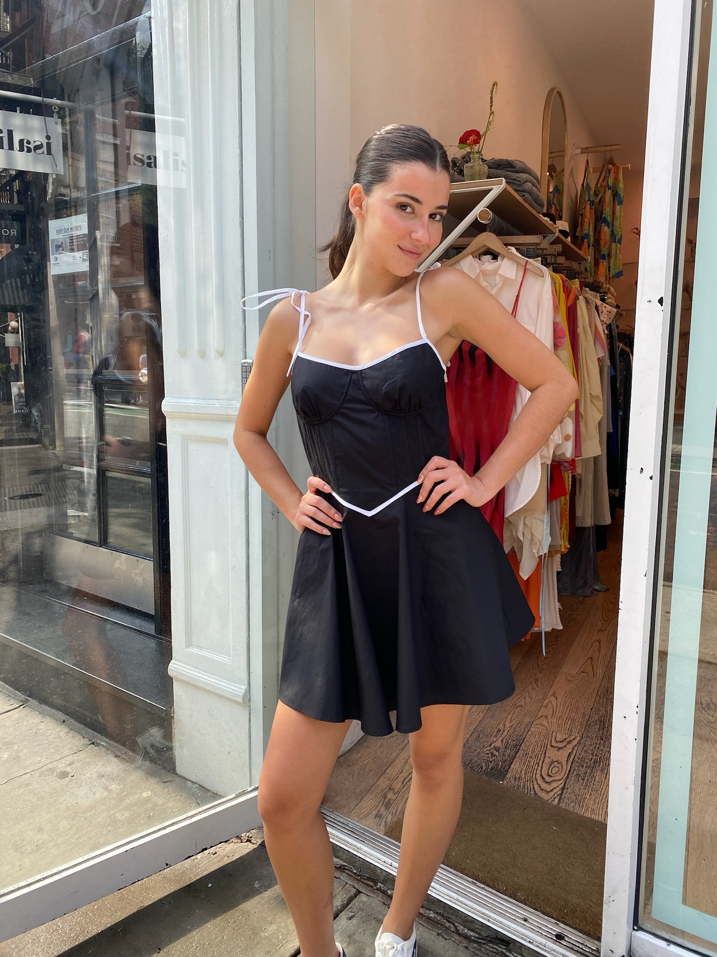 Chase Contrast Mini Dress in Black
