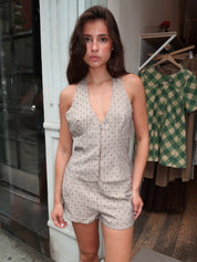 Rockwell Vest Top in Beige Dot