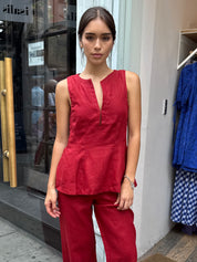 Melia Top in Deep Red