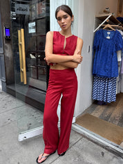 Syna Pant in Deep Red