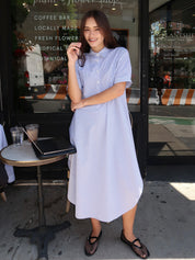 SS Bias Shirtdress in Classic Ticking Stripe