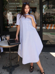 SS Bias Shirtdress in Classic Ticking Stripe