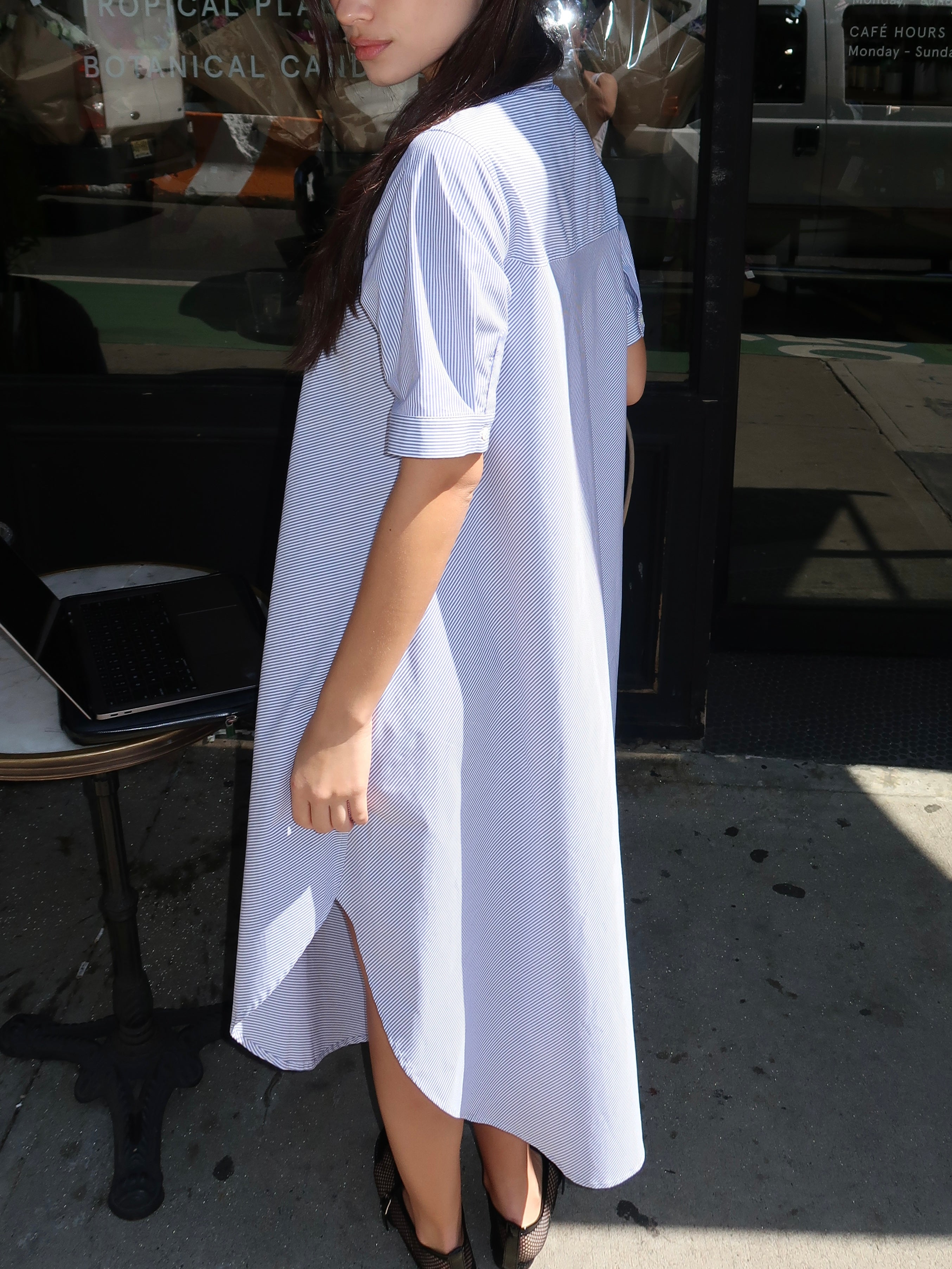 SS Bias Shirtdress in Classic Ticking Stripe