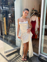 Load image into Gallery viewer, Tyrique Satin Bustier Top in Cream
