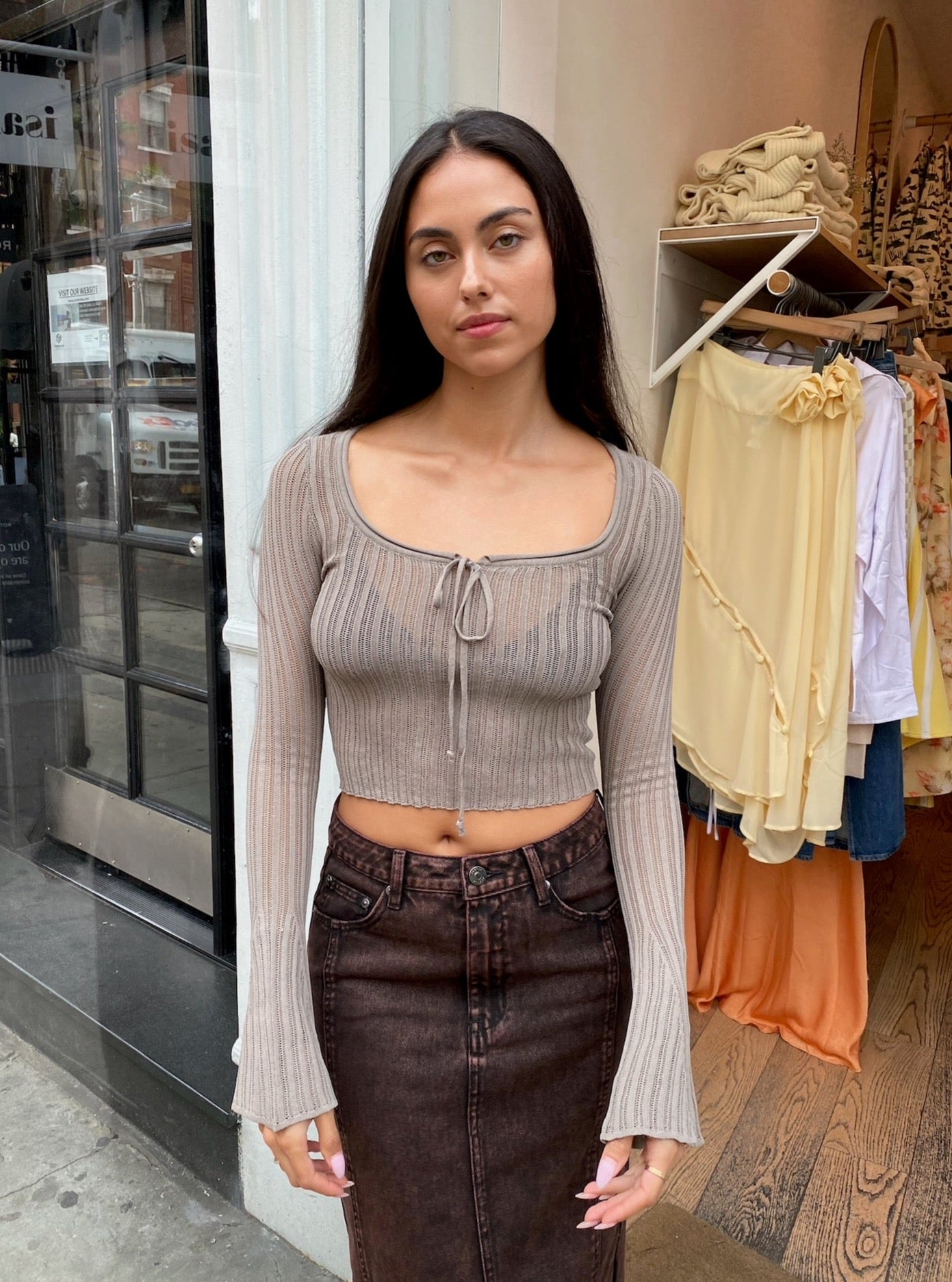 Milo Knit Tie Top in Sage