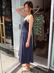 Claudette Midi Dress in Navy