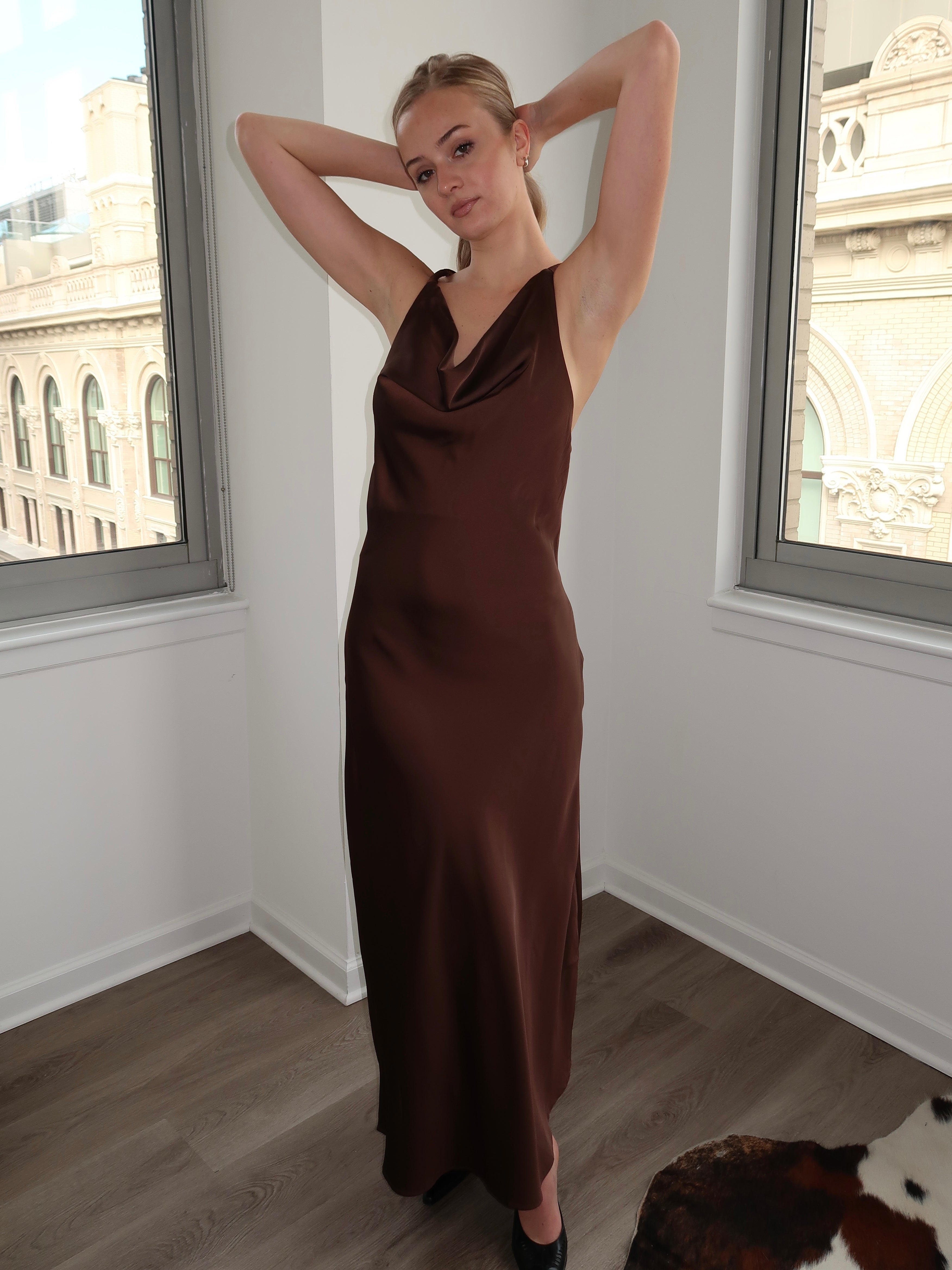 brown slip dress maxi Petal and Pup Women's Evana Lace Maxi Dress