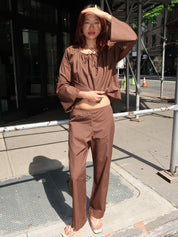 The Pop Pinstripe Simple Pant in Walnut