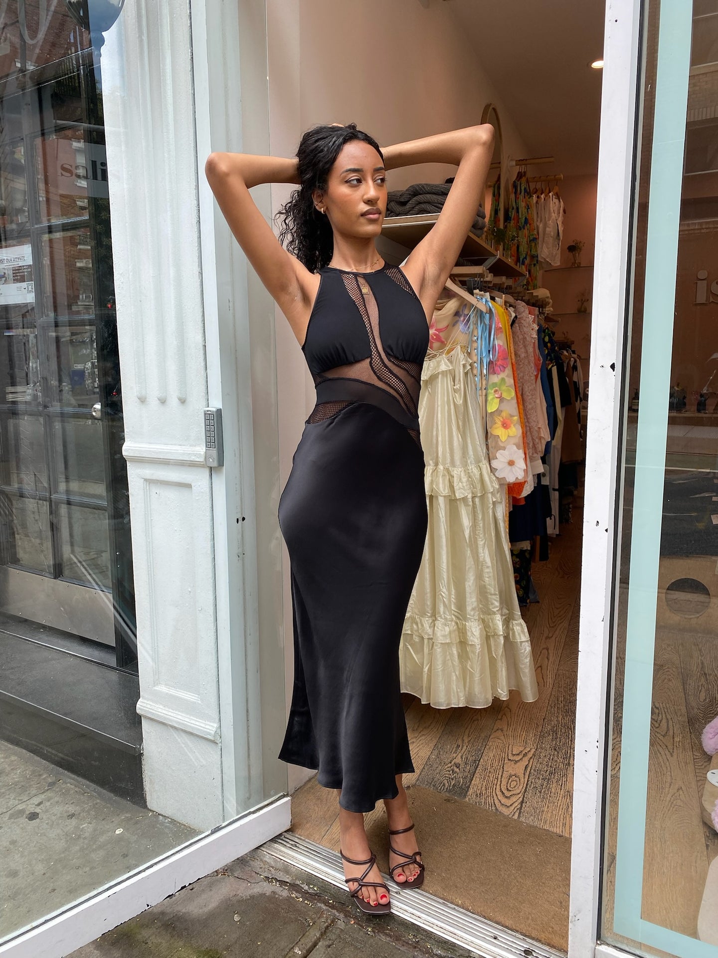 Crystal Clear Tank Maxi Dress in Black