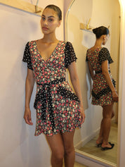 Sutton Dress in Shell Spot Mix Black