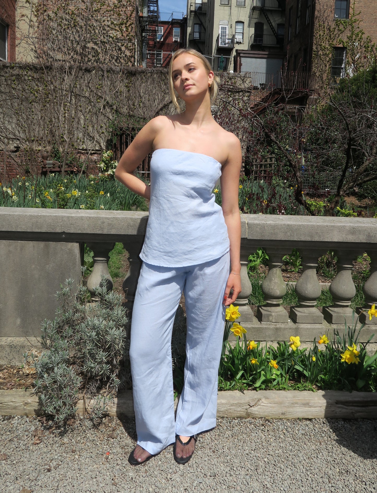 The Linen Simple Pant in Cloud