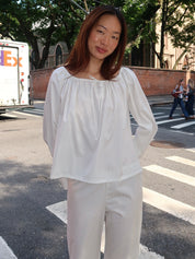 The Pop Pinstripe Tie Top in Powder