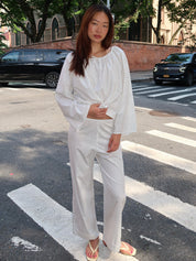 The Pop Pinstripe Simple Pant in Powder