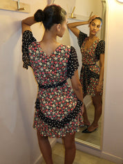 Sutton Dress in Shell Spot Mix Black