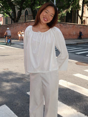 The Pop Pinstripe Tie Top in Powder