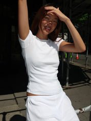 The Pointelle Baby Tee in Powder