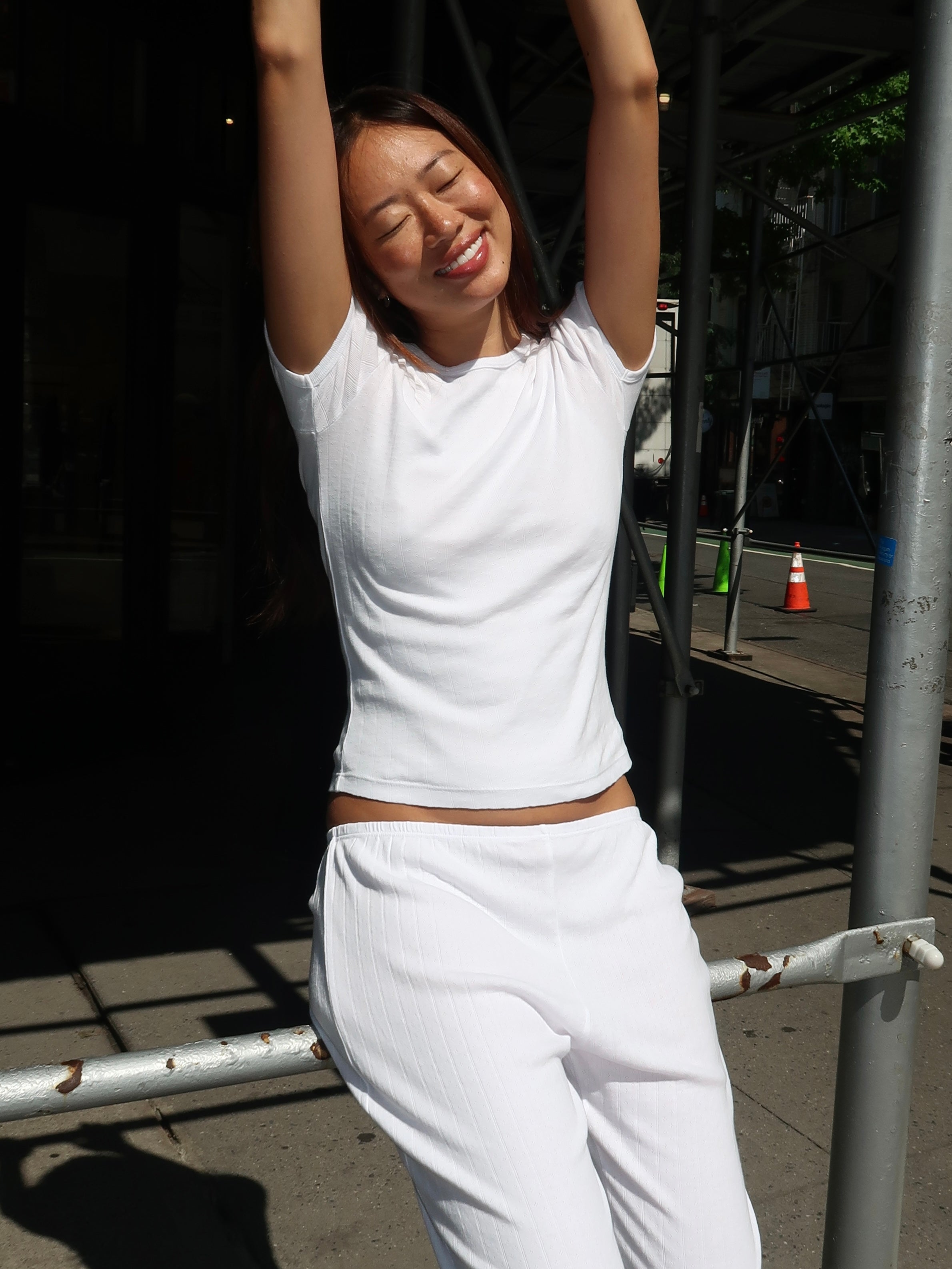 The Pointelle Baby Tee in Powder