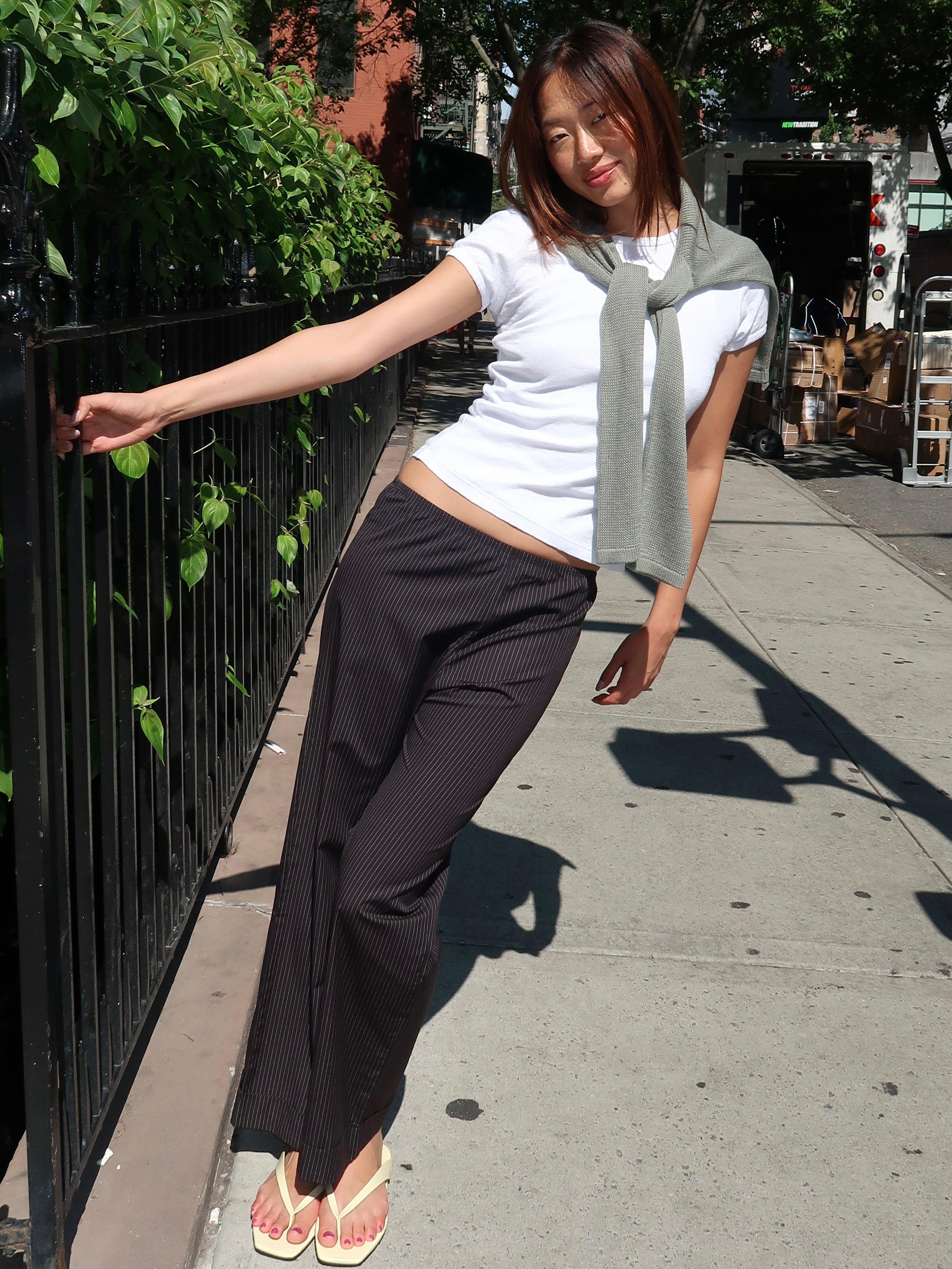 The Pop Pinstripe Simple Pant in Jet