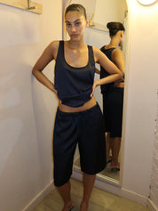 Serena Silky Satin Shorts in Navy
