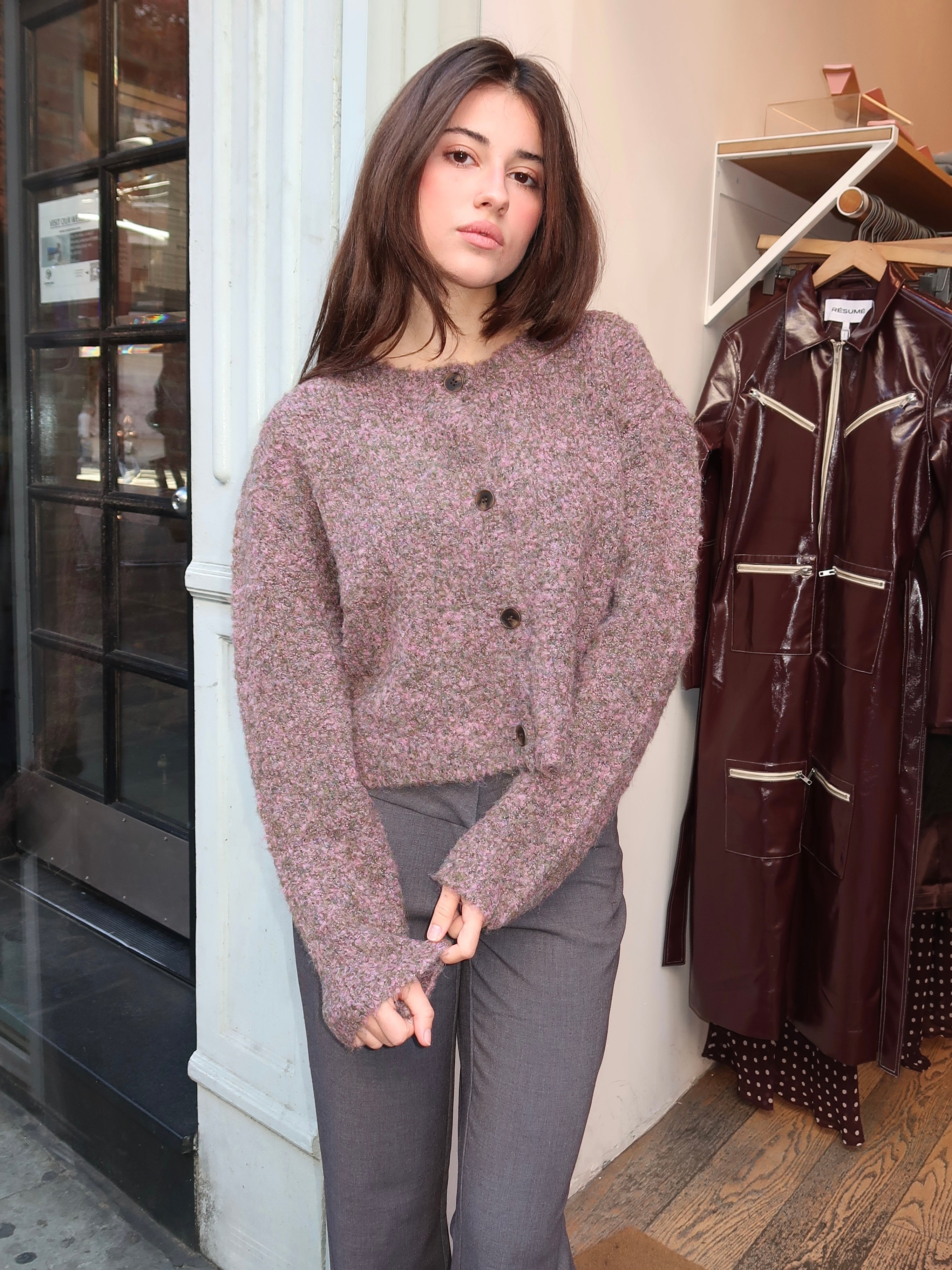 Sebille Cardigan in Lilac Olive