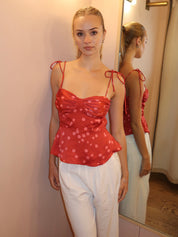 Selina Top in Red Polka Dot