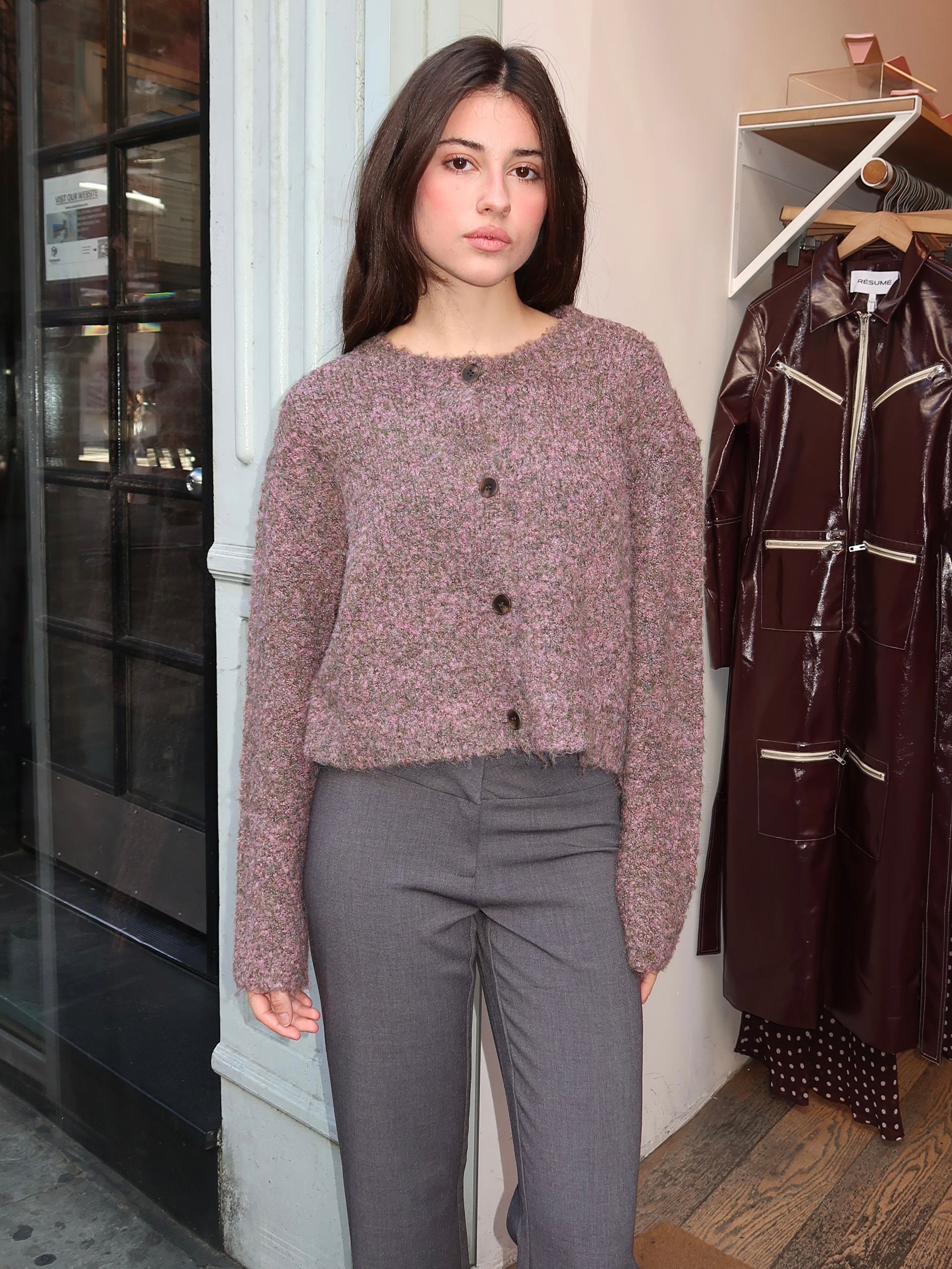 Sebille Cardigan in Lilac Olive
