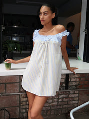 Ciara Ruffle Mini Dress in Sky Stripe
