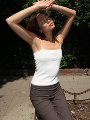 Organic Cotton Square Neck Cami in White