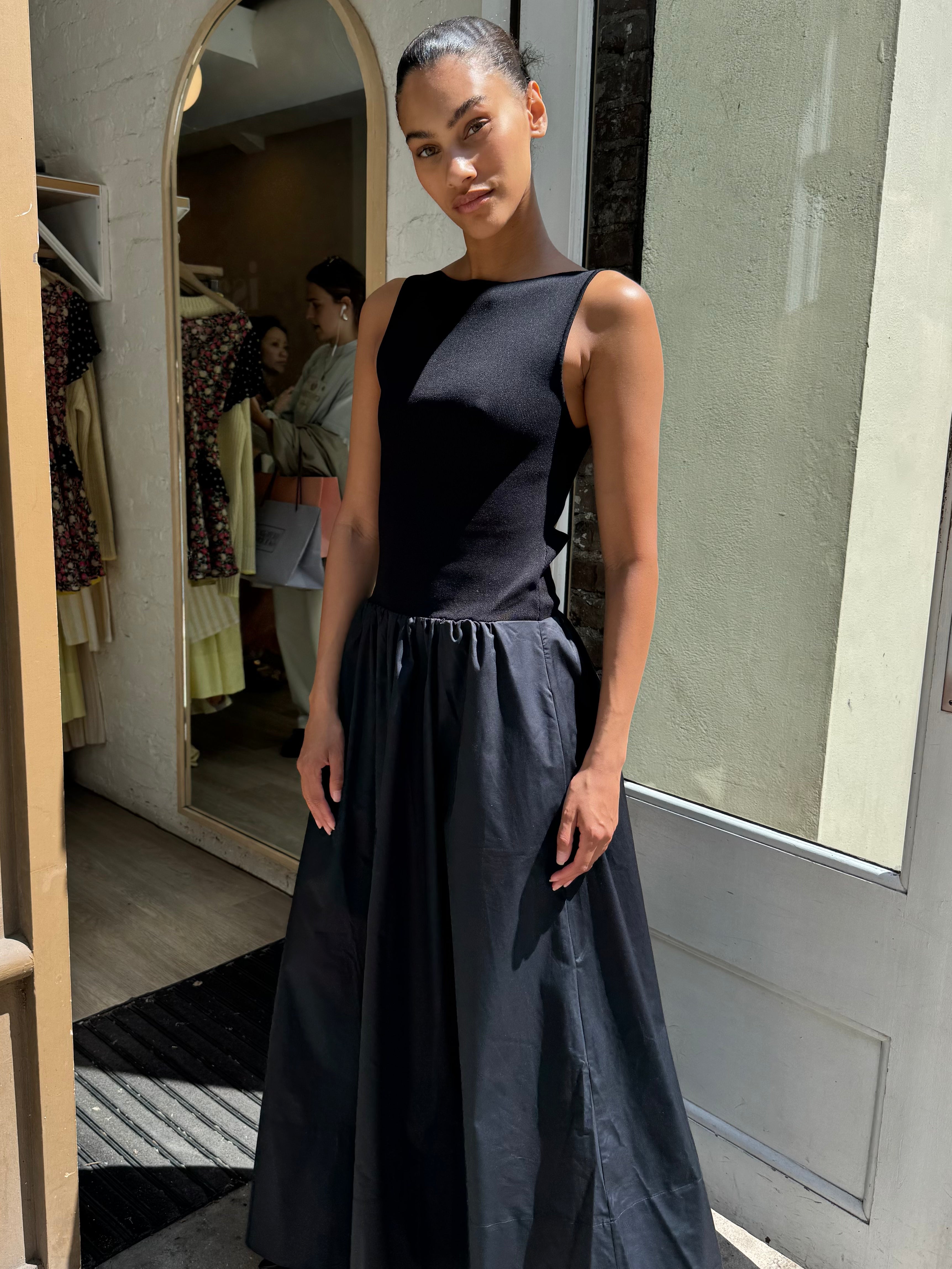 Bateau Cut Out Dress in Black